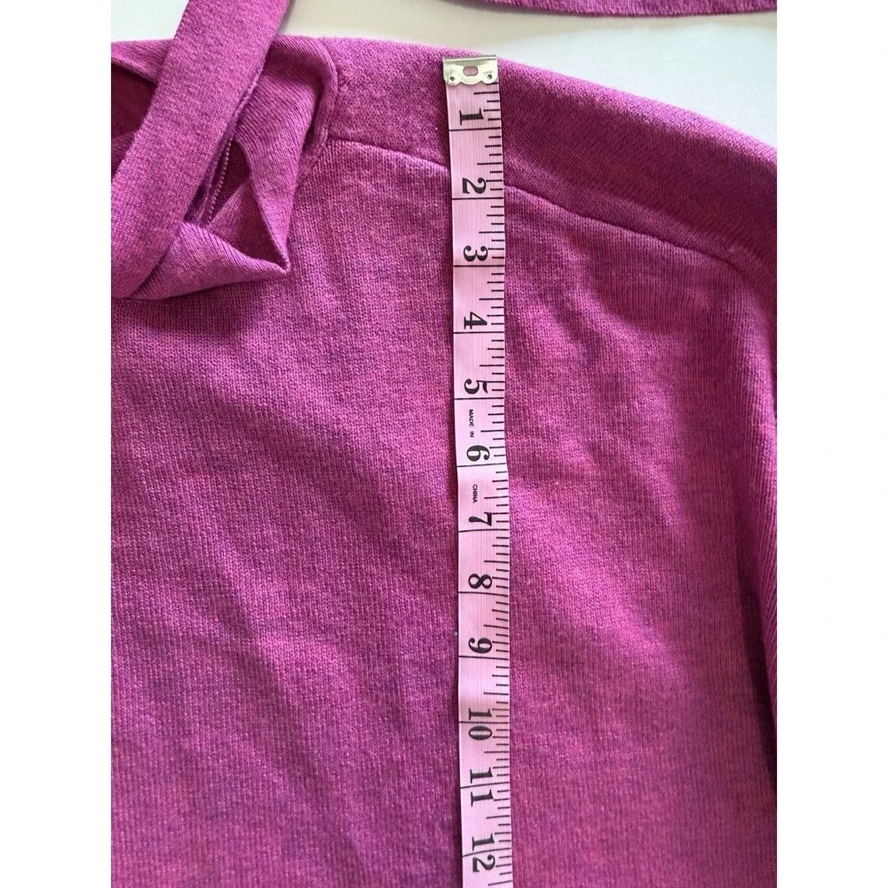Talbots Tie Neck Soft Knit Poncho Cape Pink Purple Top Layer Sash Lightweight Lg - Picture 11 of 12